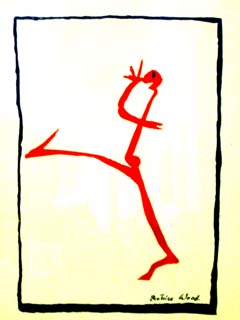 A childlike drawing of a man thumbing his nose.