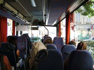 View of the interior of the bus to Nice.