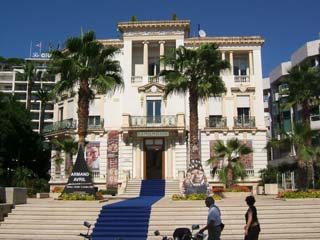 View of the front of the Musee de Mal Mason in Cannes during the retrospective of Armand Avril.