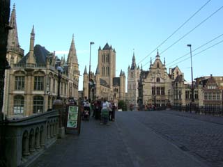 A view across a bridge shows a whole row of Cathedrals in various styles.